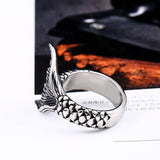 Mystical mermaid men's ring vintage antique stainless steel fashion .