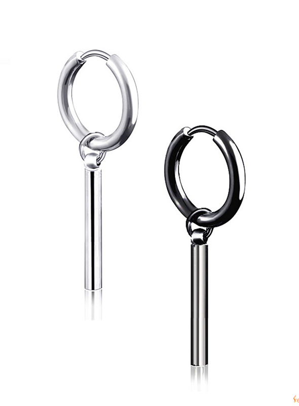 Cool Vintage Punk / Gothic/ Rock  cylinder tube Stainless Steel Ear Ring