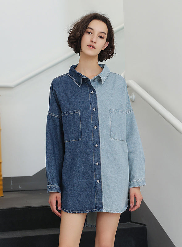 Denim Women Shirt Long Sleeve Loose Big Size Autumn Fashion Long Shirt