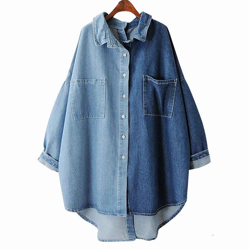 Denim Women Shirt Long Sleeve Loose Big Size Autumn Fashion Long Shirt