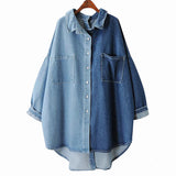 Denim Women Shirt Long Sleeve Loose Big Size Autumn Fashion Long Shirt