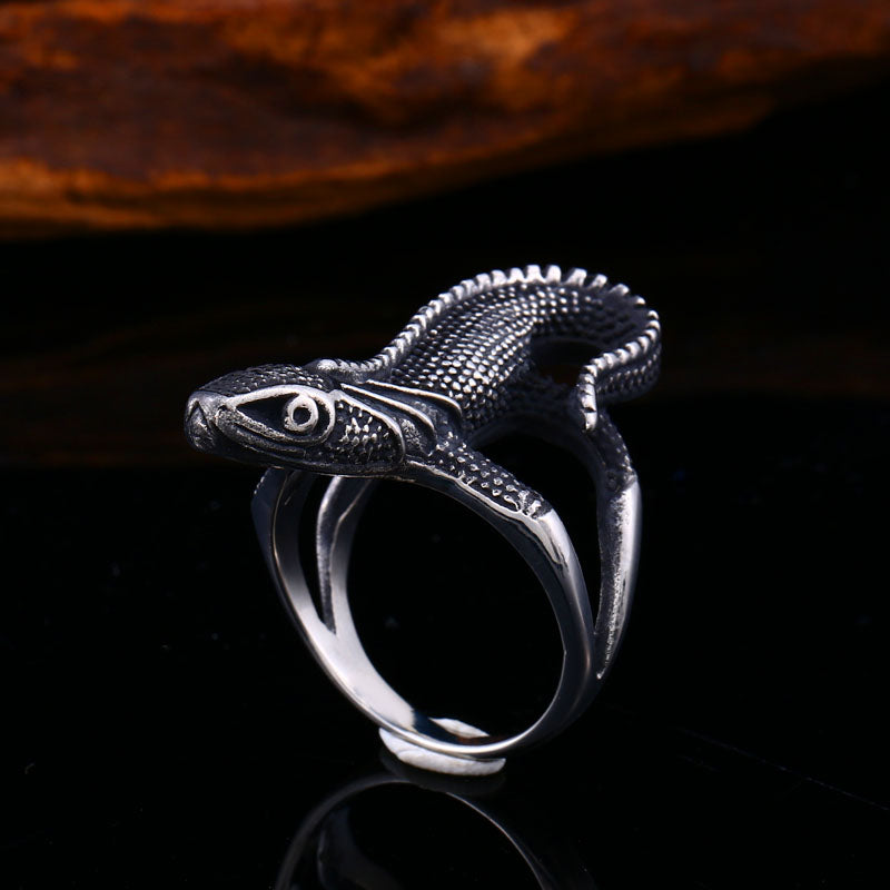 Classic animal lizard men's ring fashion stainless steel punk jewelry gift