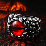 Punk Demon Eyes Red Yellow Stone Men's Ring Fashion Stainless Steel Ring