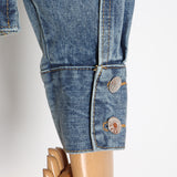 Casual Irregular Denim Jackets For Female Lapel Collar Long Sleeve Tunic Slim Asymmetrical