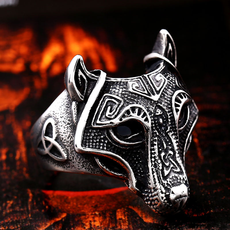 Vannamoda Moonlight Faire Nordic Wolf Stainless Steel Unisex Ring