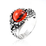 Vannamoda Red stone devil's eye men's ring punk biker stainless steel Ring Unisex
