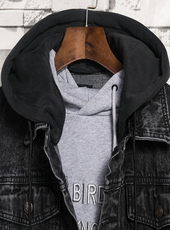 9009 Denim Hooded Jacket,Denim Fur Jacket,Denim Jacket