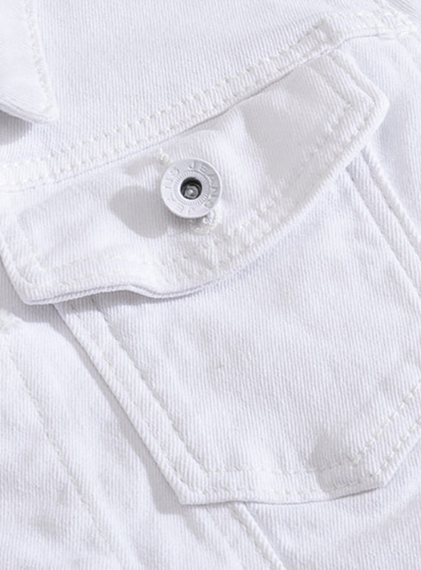 9038 White Jean Jacket,Jean Jacket Winter,Fashion Denim Jacket