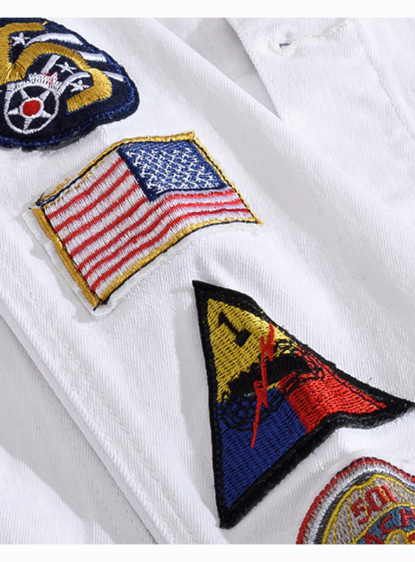 9038 White Jean Jacket,Jean Jacket Winter,Fashion Denim Jacket
