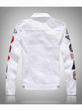 9038 White Jean Jacket,Jean Jacket Winter,Fashion Denim Jacket