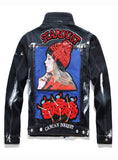 9056 Oversized Jean Jacket,Denim Varsity Jacket,Fancy Denim Jacket