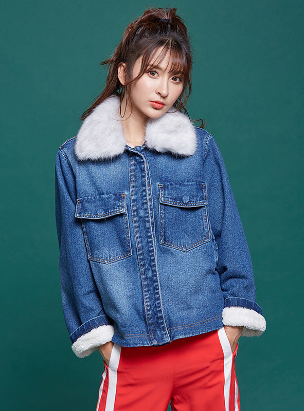 9114 Jean Jacket For Girls,Fur Lined Denim Jacket- Warm Jacket Collection