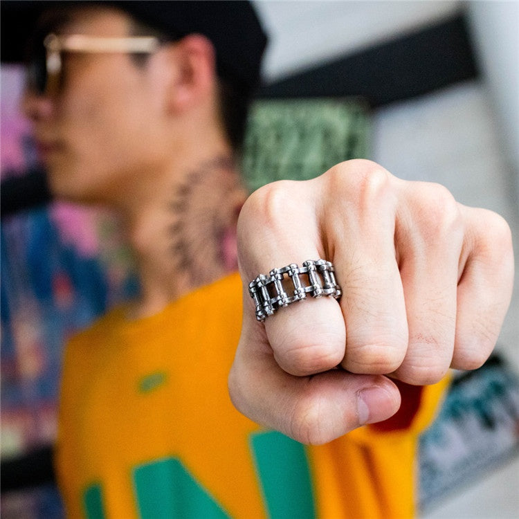 MotorCycle Vintage Punk Rock Gear Wheel Stainless Steel Unisex Ring