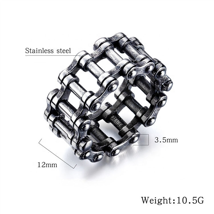 MotorCycle Vintage Punk Rock Gear Wheel Stainless Steel Unisex Ring