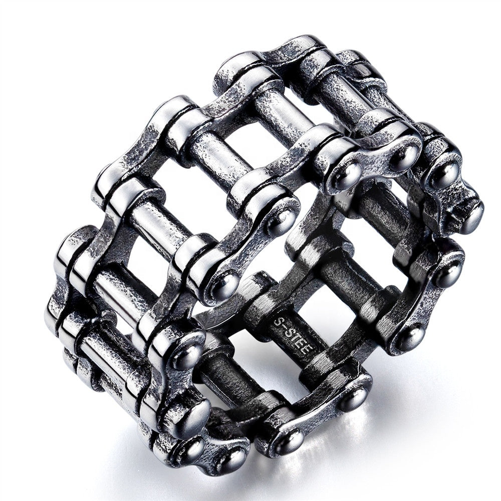 MotorCycle Vintage Punk Rock Gear Wheel Stainless Steel Unisex Ring
