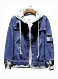 JK88A Cowboy Jacket Jean Men,Men Jean Jacket, Denim Hooded Jacket Men
