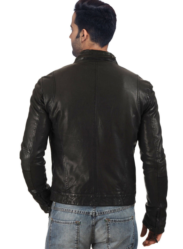 Men Washed Motorcycle Biker Leather Jacket , Men Jacket - CrabRocks, LeatherfashionOnline
 - 2