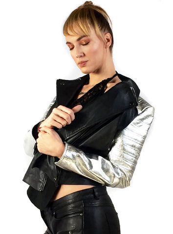 Leather Multi Studded Woman Jacket