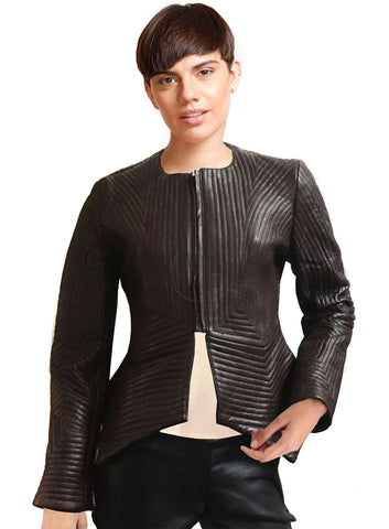 Leather Multi Studded Woman Jacket