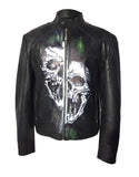 Limited Edition Hand Painted Leather Men Jacket With Distorted Skull