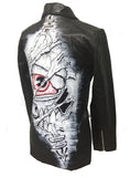 Limited Edition Hand Painted Eye Skull Women leather jacket