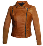 Women Leather Biker Jacket with Two Tone Oil Pull up and Suede Leather , Women Jacket - CrabRocks, LeatherfashionOnline
 - 2