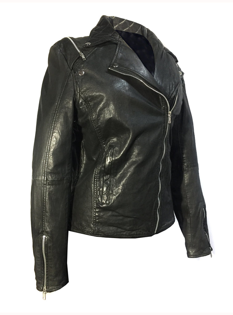 Vannamoda DUAL WEAR SAINTS WOMAN LEATHER MOTO WASHED BIKER JACKET
