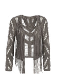 Vannamoda Intricate Woven Leather Suede Woman Jacket
