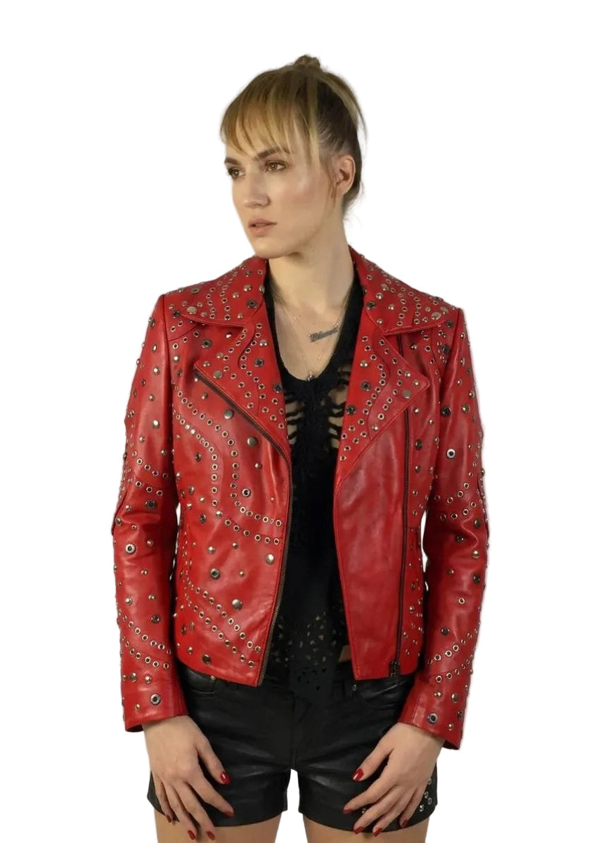 VannaModa Designer Perforated Leather Women Jacket