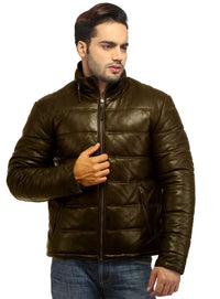 Men’s Black Quilted Genuine Leather  best Seller Puffer Jacket