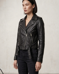 Women's Short Cropp Jacket with Bubbled Leather Washed Waxed effects
