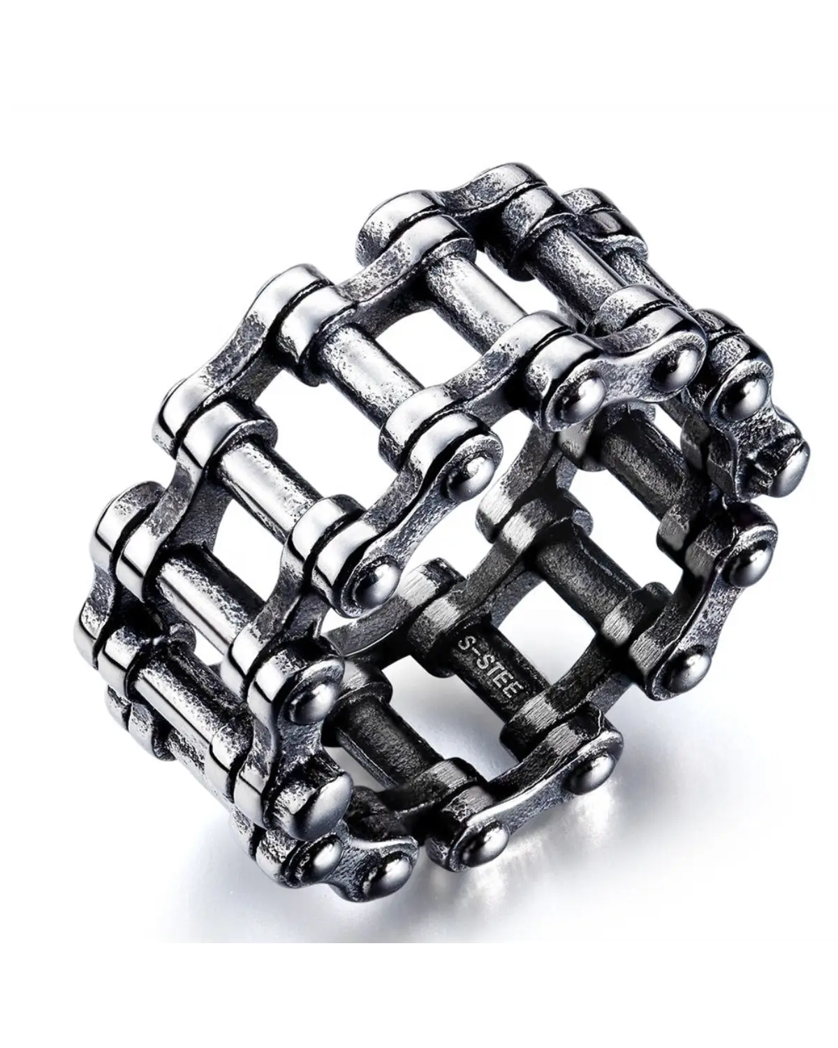 Biker Style Stainless Steel Bicycle Chain Link Band Ring