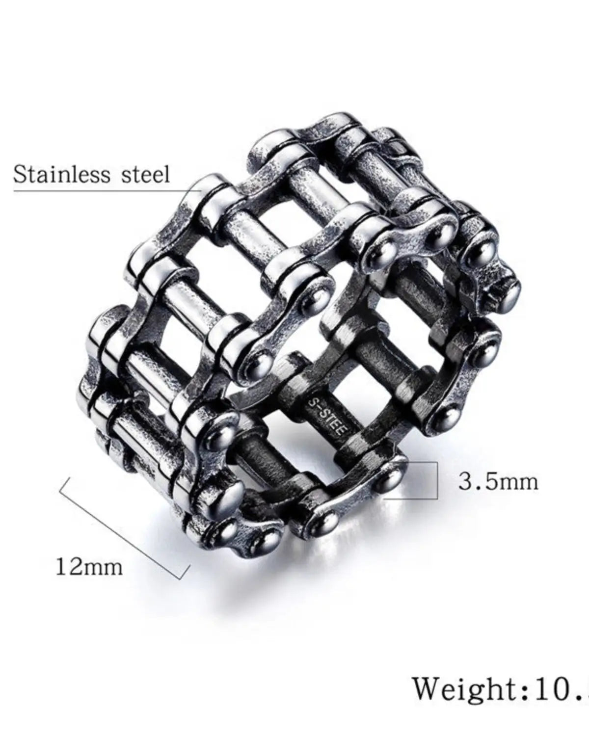 Biker Style Stainless Steel Bicycle Chain Link Band Ring