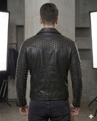 Black heavy studded leather Jacket All Black