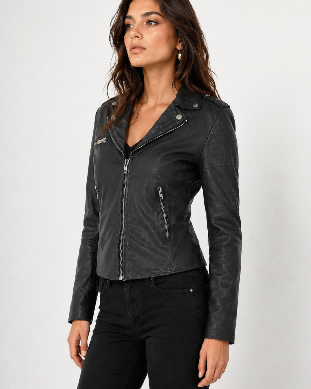 Leather Washed Vintage Women Jacket
