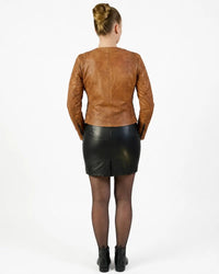 Women Lamb Leather Abstract Handcrafted Dip Dyed Biker Jacket