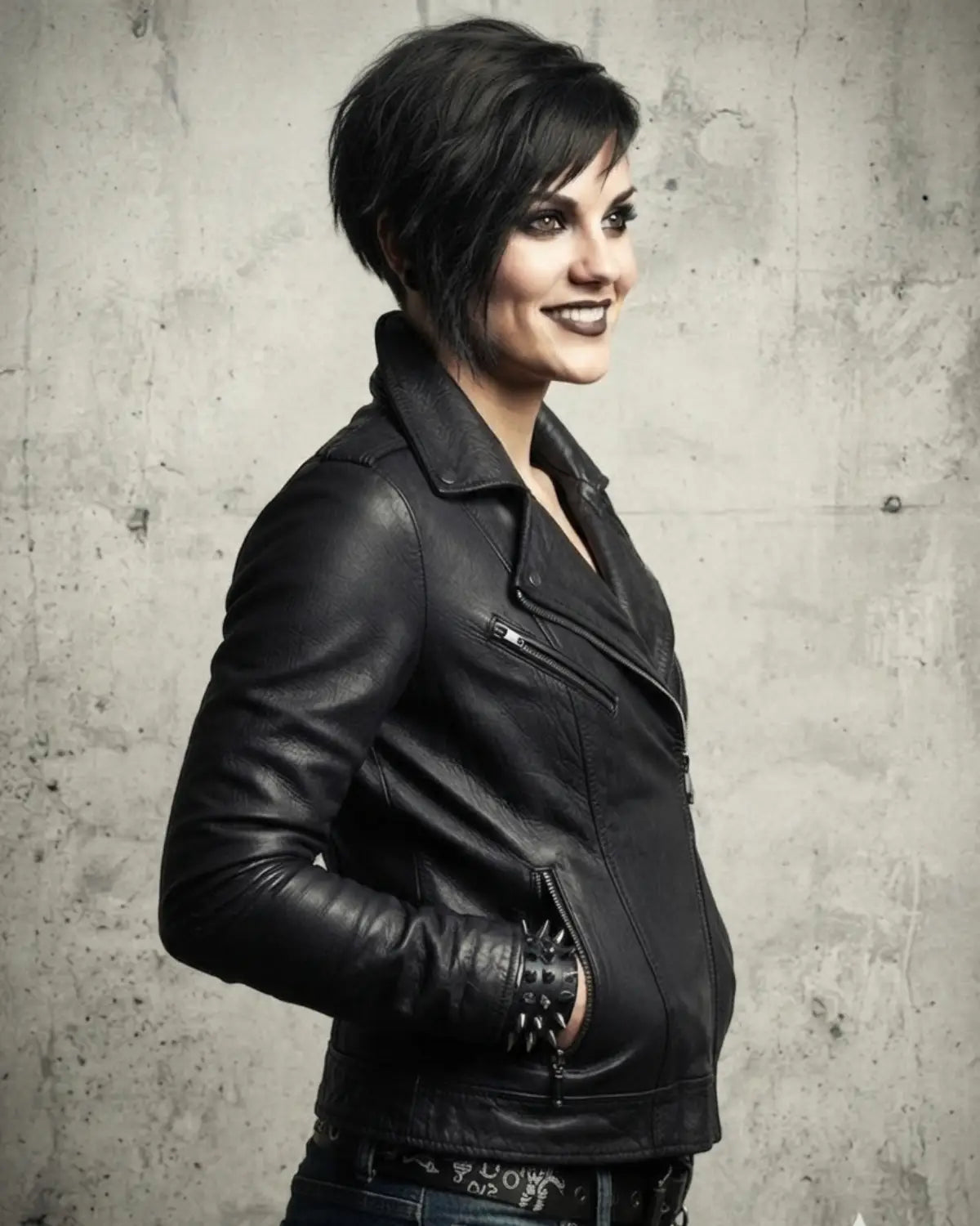 Chic Leather Biker Jacket Women's Motor Biker Leather Jacket