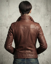 Chic Leather Biker Jacket Women's Motor Biker Leather Jacket