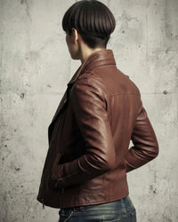 Chic Leather Biker Jacket Women's Motor Biker Leather Jacket