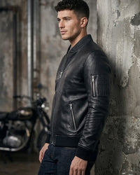 Best Seller classic Mens Fitted Bomber - with Leather Rib