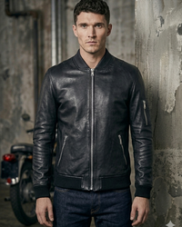 Best Seller classic Mens Fitted Bomber - with Leather Rib