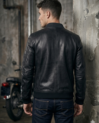 Best Seller classic Mens Fitted Bomber - with Leather Rib