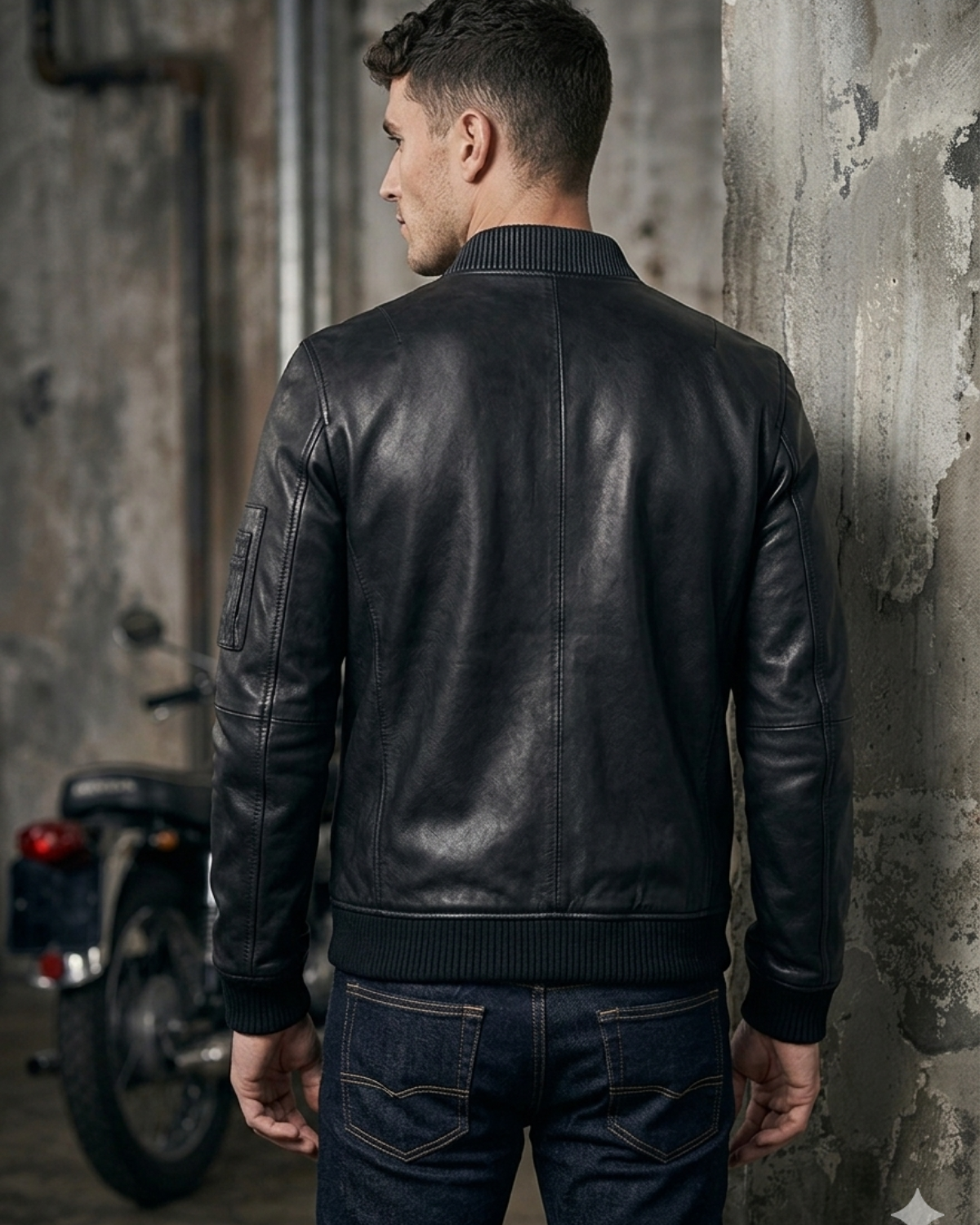 Best Seller classic Mens Fitted Bomber - with Leather Rib