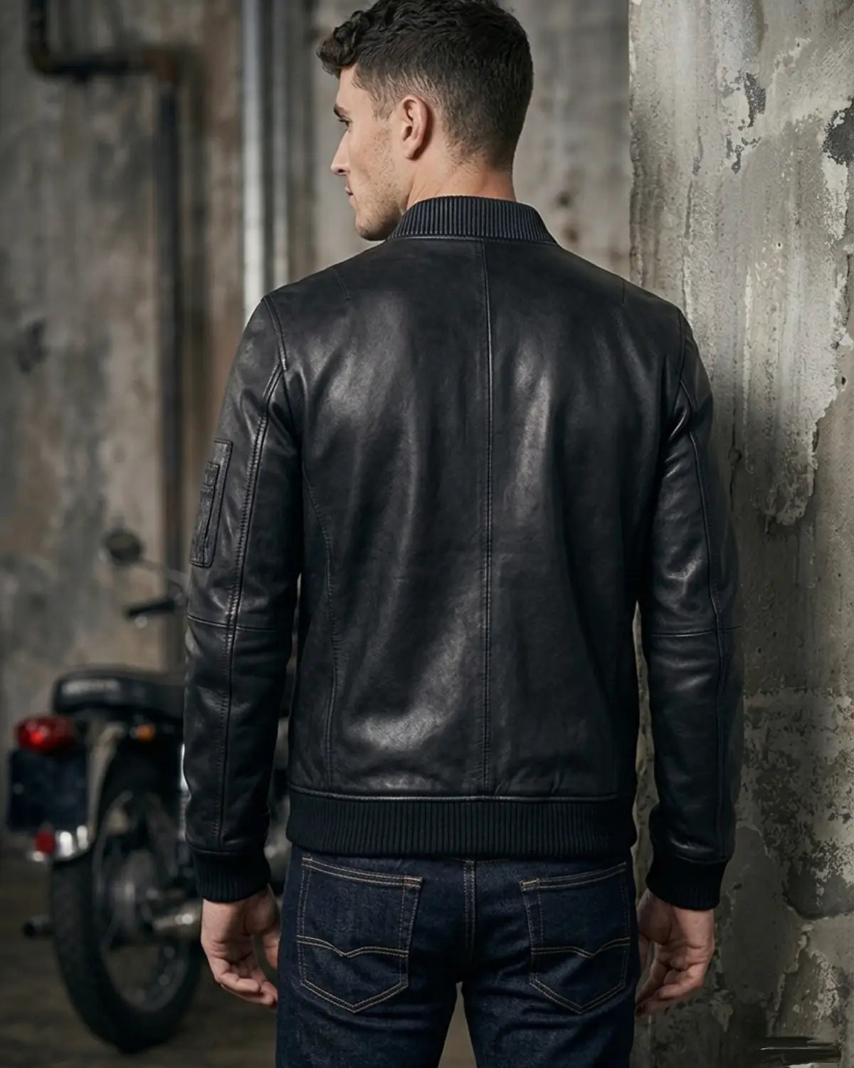 Best Seller classic Mens Fitted Bomber - with Leather Rib