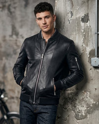 Best Seller classic Mens Fitted Bomber - with Leather Rib