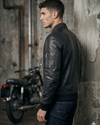 Best Seller classic Mens Fitted Bomber - with Leather Rib