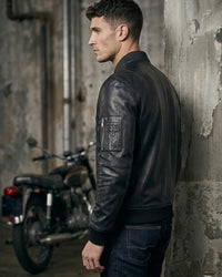 Best Seller classic Mens Fitted Bomber - with Leather Rib