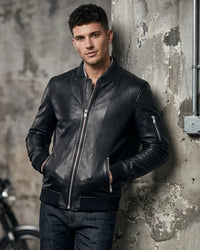 Best Seller classic Mens Fitted Bomber - with Leather Rib