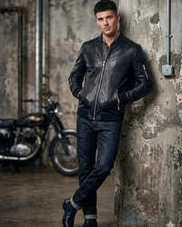 Best Seller classic Mens Fitted Bomber - with Leather Rib