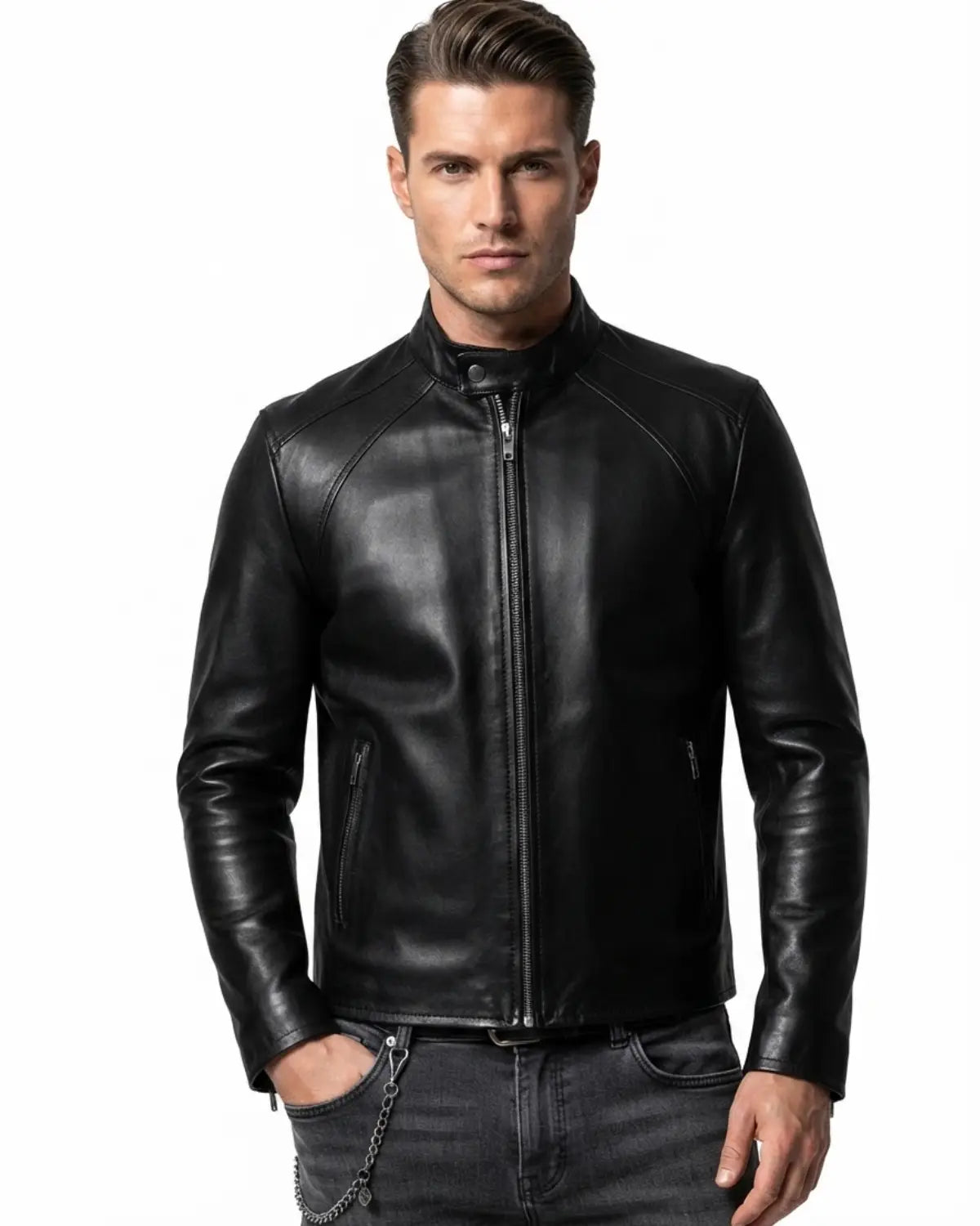 Classic Leather Jacket to Limited Edition Hand Painted Leather Men Jacket With Distorted Skull